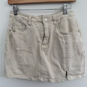 Cream Denim Mini Skort
